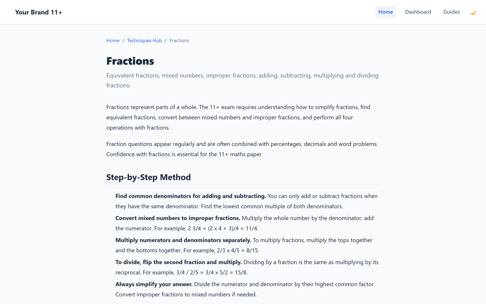 Fractions technique guide